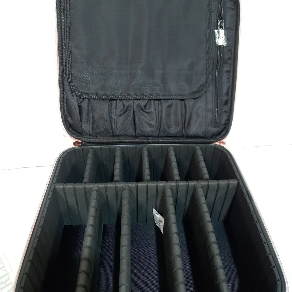 BOXED PINK VANITY CASE WITH ADJUSTABLE COMPARTMENT'S   