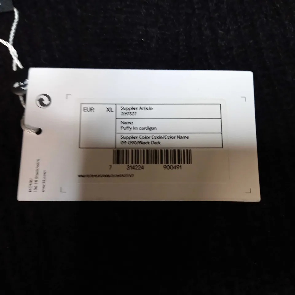 MONKL BLACK CROPPED SLEEVE KNITTED CARDIGAN - XL