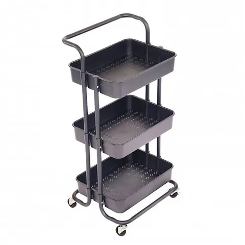 OYPLA 3 TIER BLACK HOUSEHOLD KITCHEN BATHROOM STORAGE TROLLEY CART SHELF BOXED