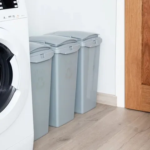 BOXED 3 PIECE SET OF RECYCLING TRASH BIN SET