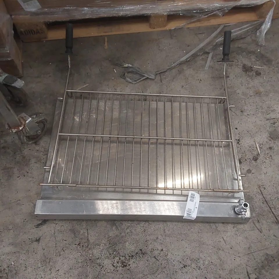 2x COMMERCIAL CATERING ITEMS: STAINLESS STEEL TROLLEY AND GRILL PART