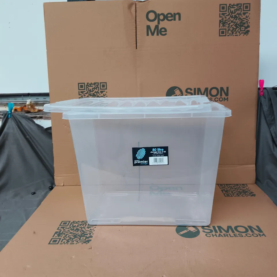 PREMIER STORAGE 80 LITRE CLEAR STORAGE BOX WITH LID