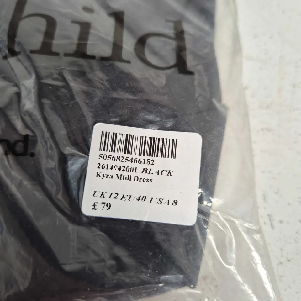 NOBODY'S CHILD KYRA MIDI DRESS - BLACK - UK 12