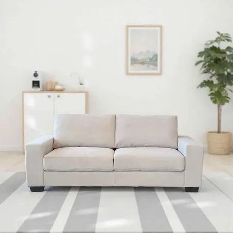 BOXED COMFORT NEST TOKYO COTTON LINEN 3 SEATER SOFA - CREAM