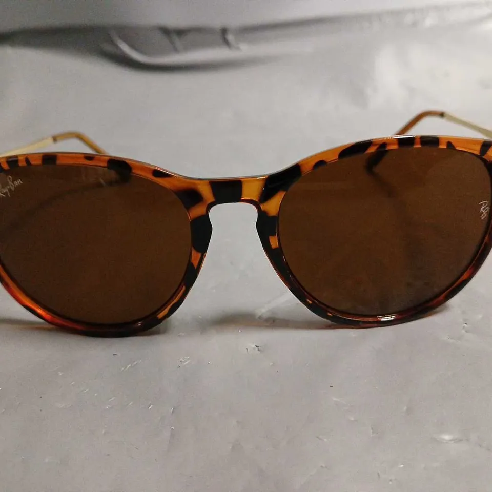 PAIR OF RAY BAN BROWN PATTERENED GLASSES IN CARRY CASE