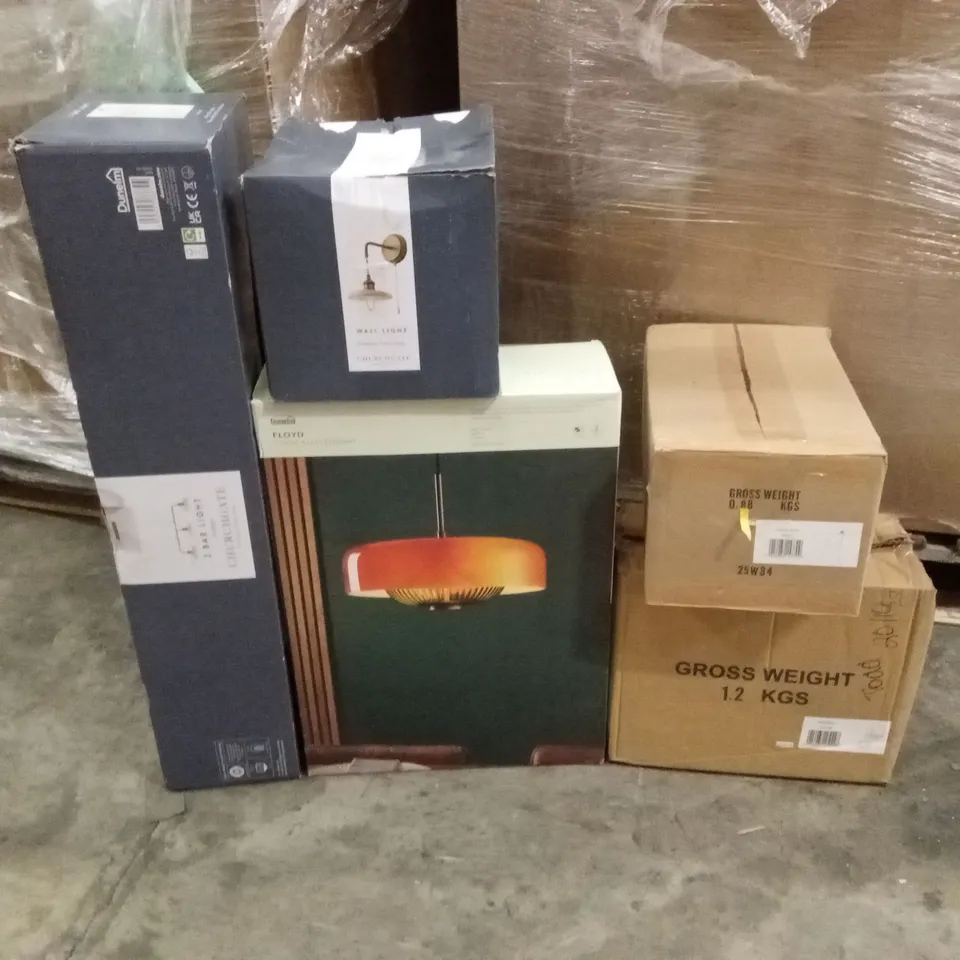 PALLET TO CONTAIN A LARGE QUANTITY OF DESIGNER HOME LIGHTING GOODS AND PRODUCTS 