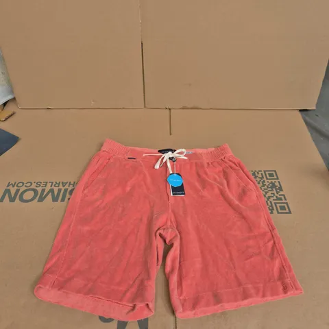 MR MARVIS THE SHORT TERRIES CORAL PINK SHORTS, UK 34 (W34 LARGE)