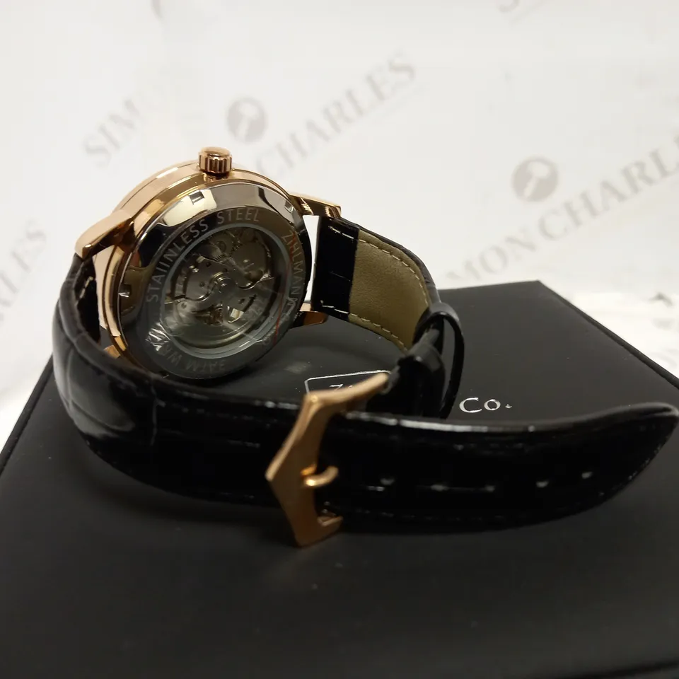 ZIHLMANN & CO SKELETON BROWN LEATHER STRAP WATCH