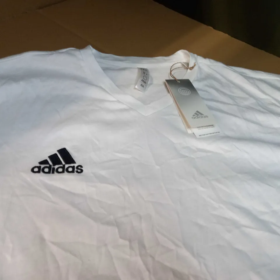 ADIDAS WHITE/LOGO V NECK FITNESS TEE - 2XL