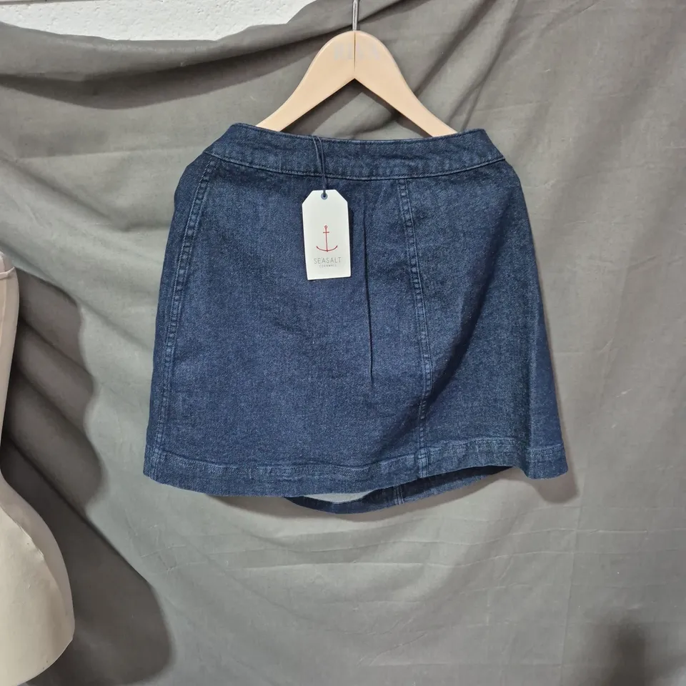 SEASALT CORNWALL ROLLING SANDS SKIRT – DARK INDIGO DENIM (INDIGO-DYED ORGANIC COTTON SIZE 18