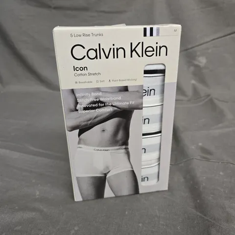 BOXED CALVIN KLEIN ICON LOW RISE TRUNKS – PACK OF 5, SIZE M, COTTON STRETCH