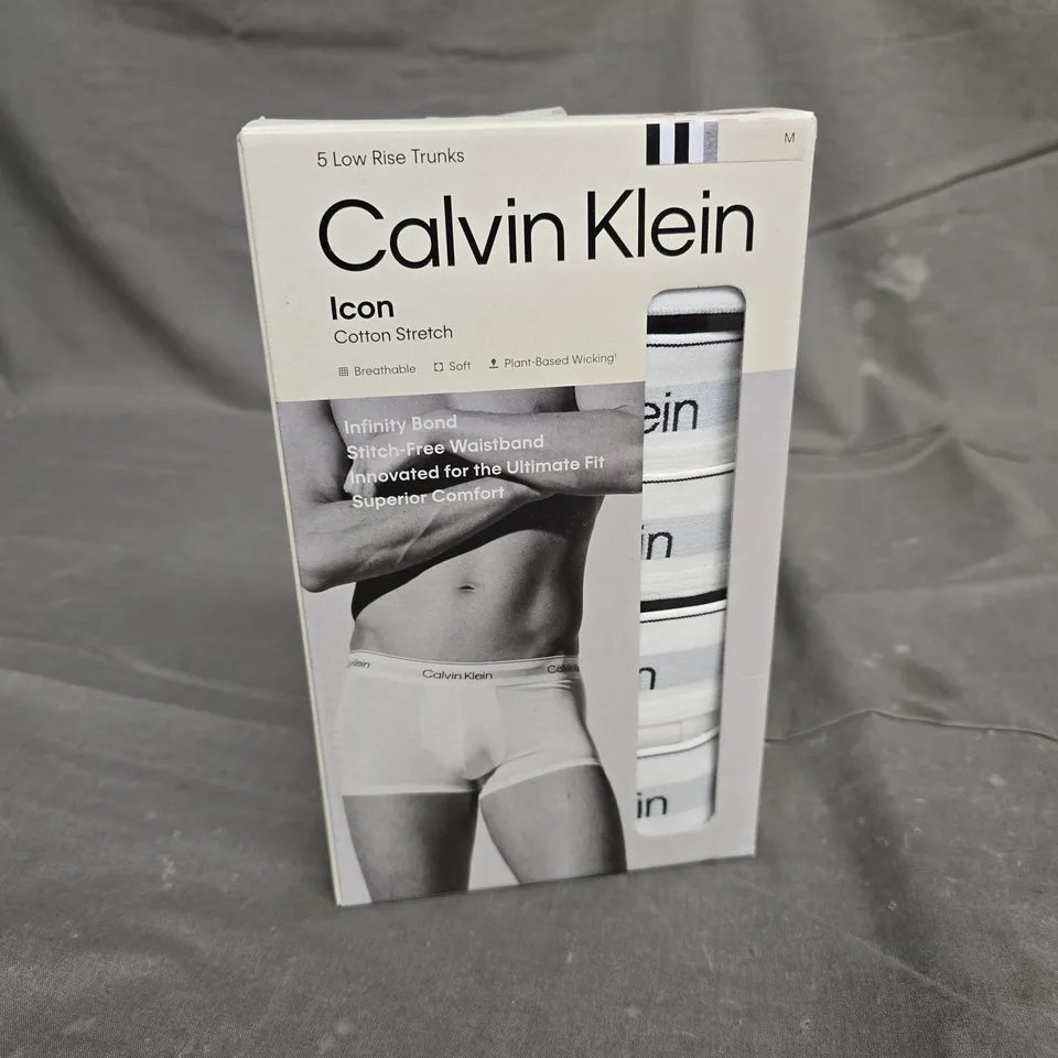 BOXED CALVIN KLEIN ICON LOW RISE TRUNKS – PACK OF 5, SIZE M, COTTON STRETCH