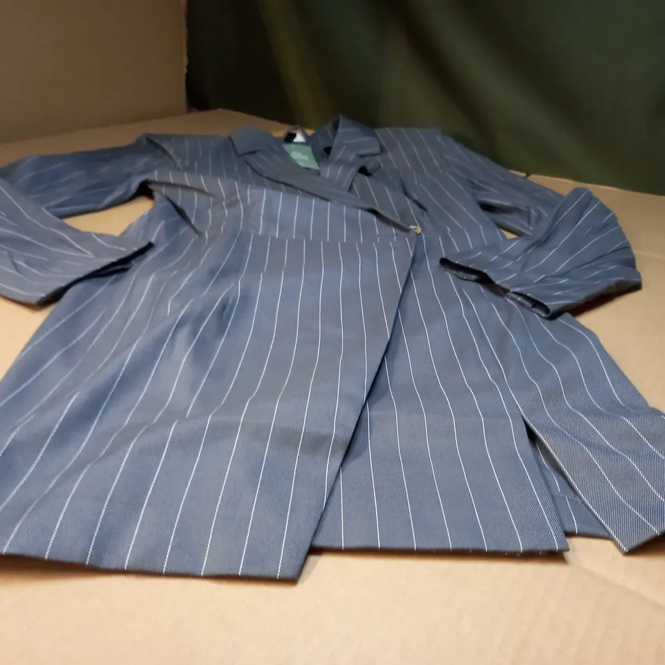 H&M GREY PINSTRIPE BLAZER MIDI DRESS - MEDIUM
