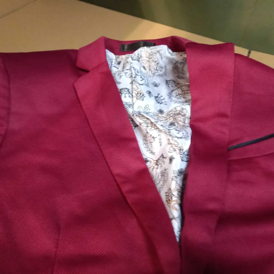 DESIGNER DEEP RED/BLACK DETAILED BLAZER