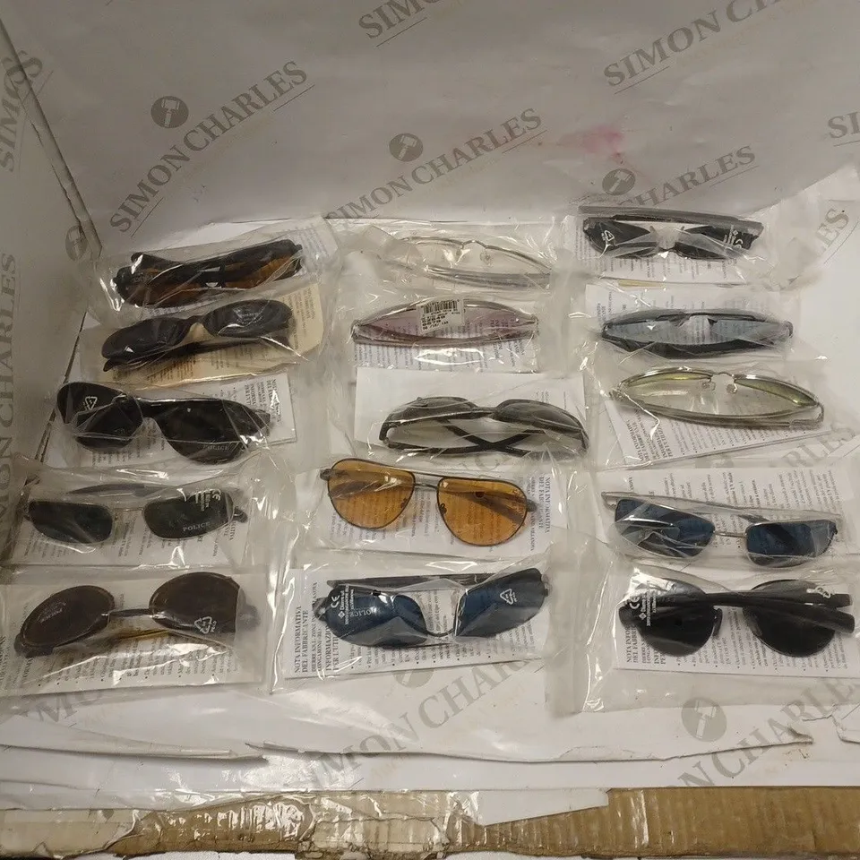 APPROXIMATELY 30 DIFFERENT DIERRE POLICE SUNGLASSES OF DIFFERENT STYLES AND COLOURS