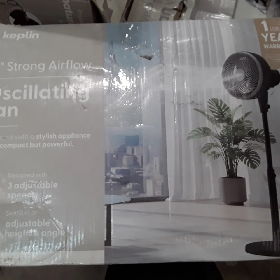 BOXED KEPLIN 10" STRONG AIRFLOW OSCILLATING FAN - BLACK