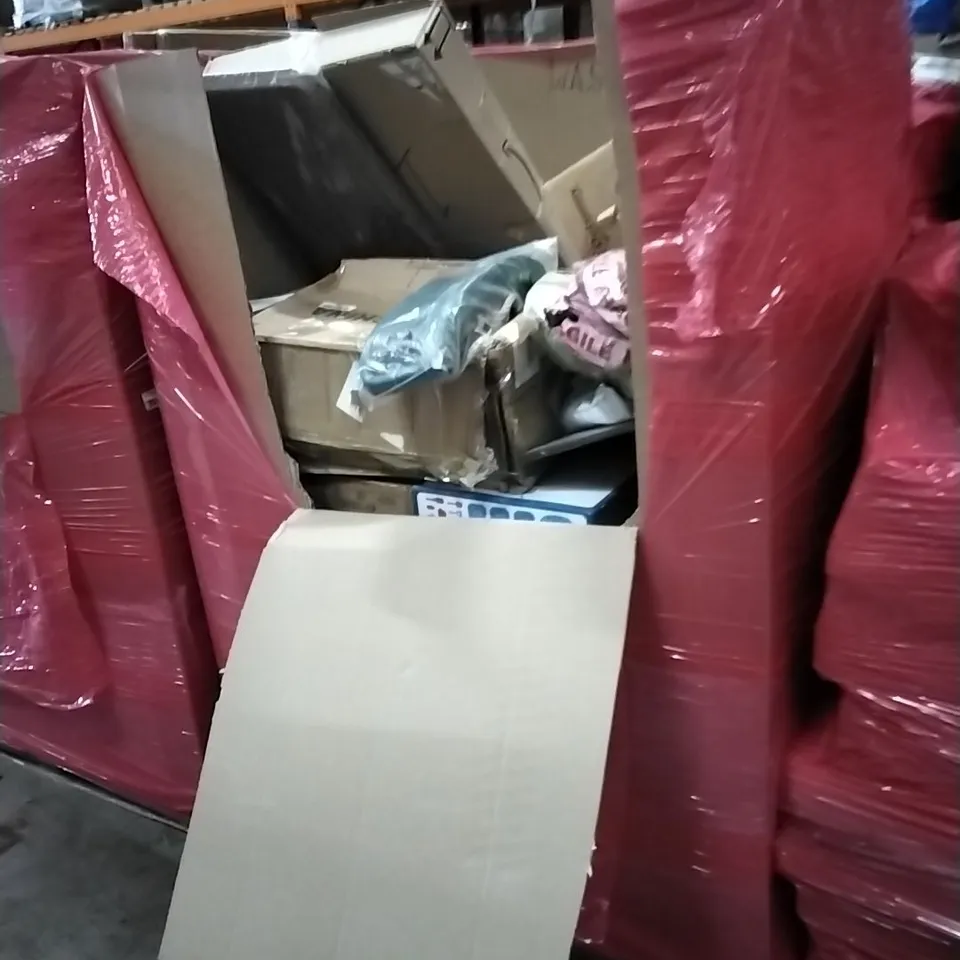 PALLET OF ASSORTED HOUSEHOLD GOODS AND PRODUCTS TO INCLUDE; BABY AND CHILDREN'S TOYS, TOILET SEATS, BOXED FURNITURE ETC 
