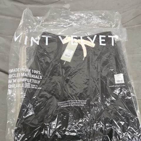 BAGGED MINT VELVET BLACK CROCHET SIDE TROUSERS - S LONG