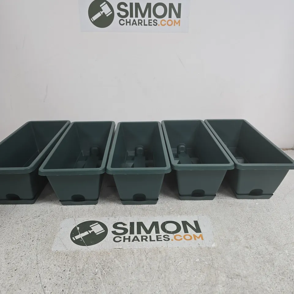GARDEN PLANTERS SET OF 5 – DARK GREEN PLASTIC FLOWERPOTS