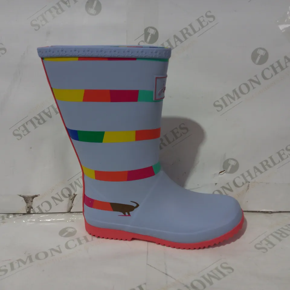 BOXED PAIR OF JOULES WELLINGTON BOOTS IN MULTICOLOUR UK SIZE 2