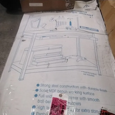 BOXED CLARKE WORKBENCH WITH PEG BOARD 