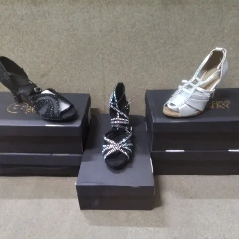 5 X BOXED MIXED ASSORTMENT OF WOMEN'S DANCEAND SWAY SHOES - COLOURS AND SIZES MAY VARY