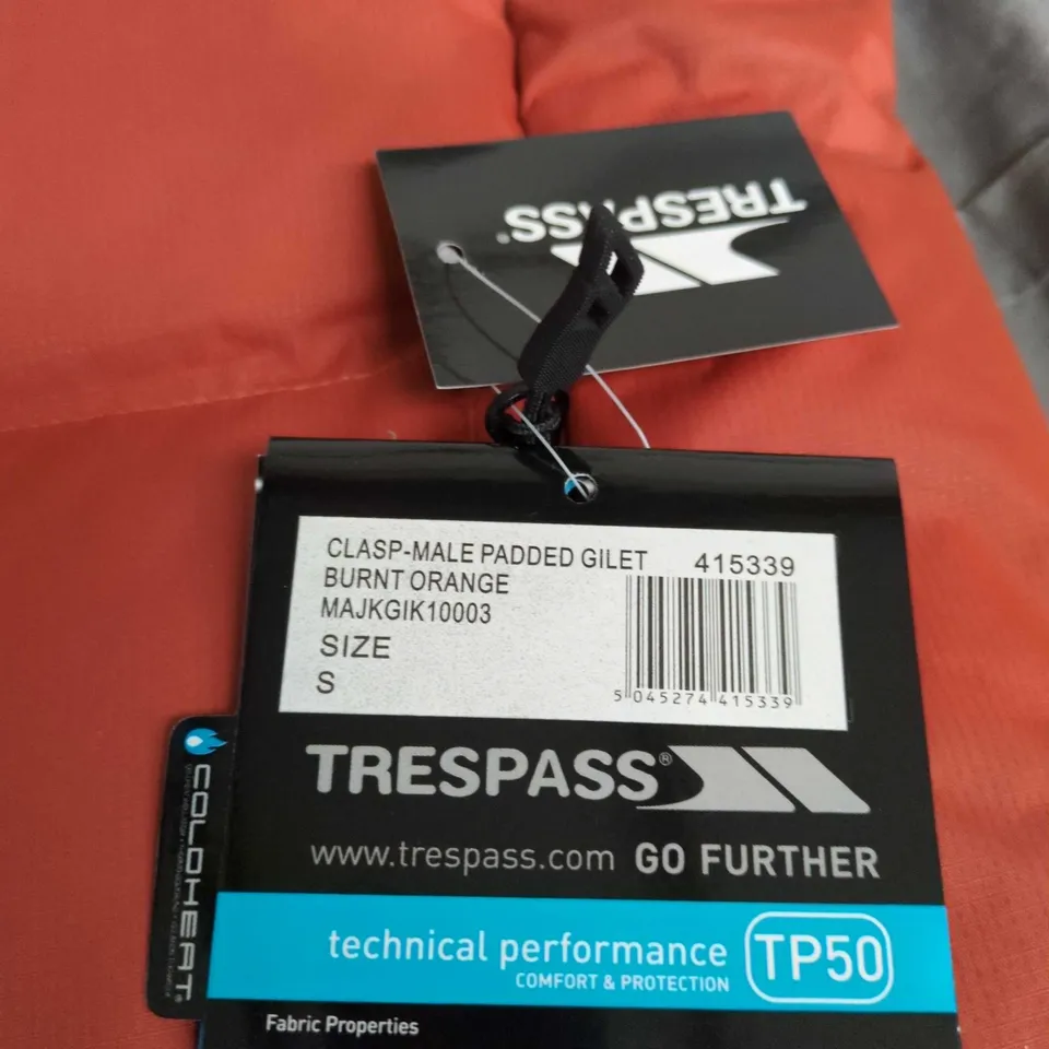 TRESPASS MEN’S PADDED GILET – BURNT ORANGE – UK SIZE S