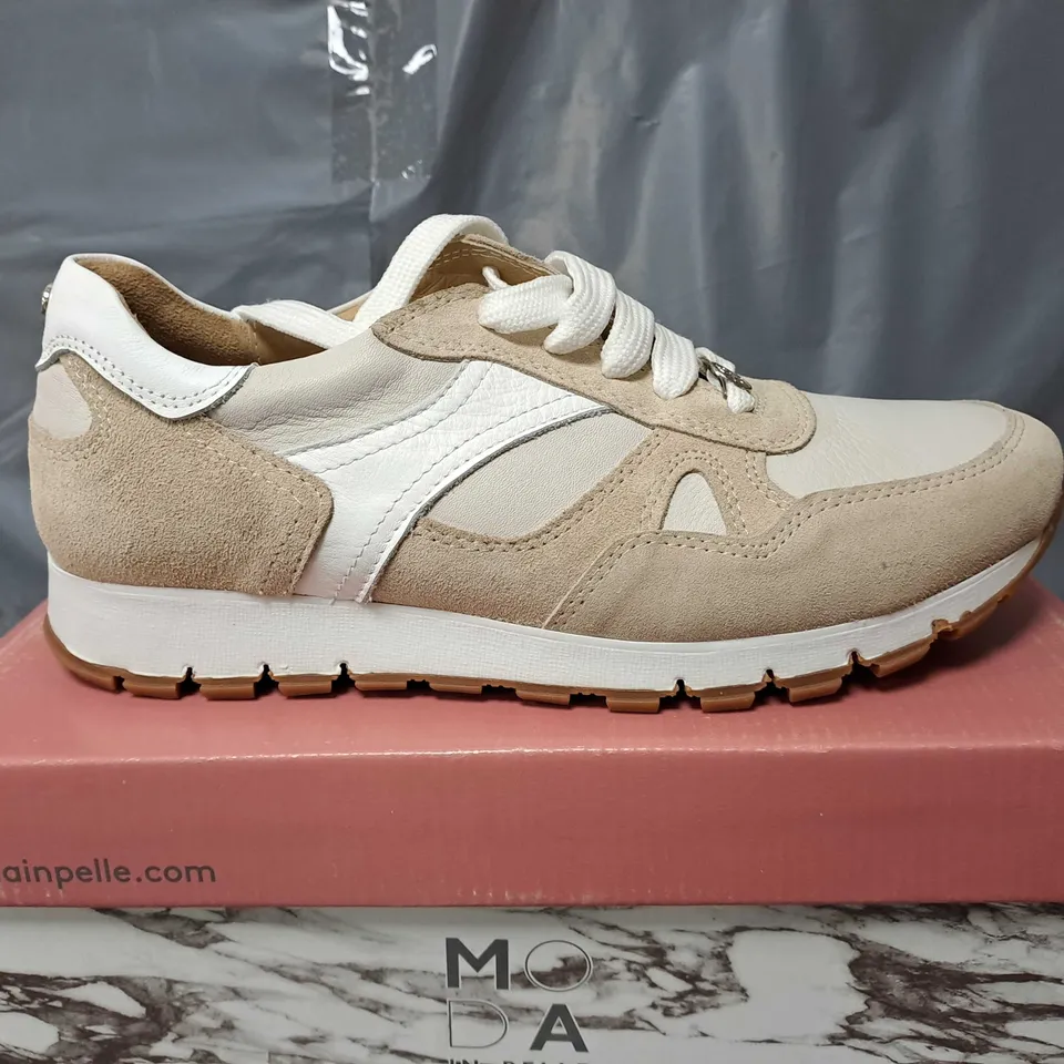 PAIR OF MODA IN PELLE BRAVE TRAINERS IN OFF WHITE SIZE 6