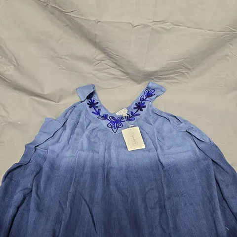 TAMSY BLUE EMBROIDERED TOP – ONE SIZE (WOMEN'S)