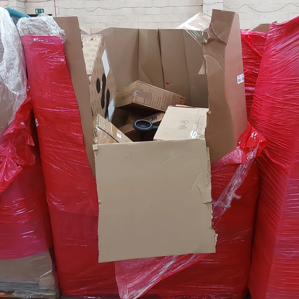 PALLET OF ASSORTED HOUSEHOLD ITEMS AND CONSUMER PRODUCTS TO INCLUDE; TURNTABLES, LEGO, HEATED PAD, GAMING CHAIR, CEILING FAN WITH LIGHT ETC 