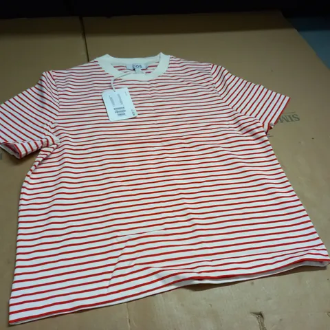 COS RED/WHITE STRIPED T-SHIRT - EUR S