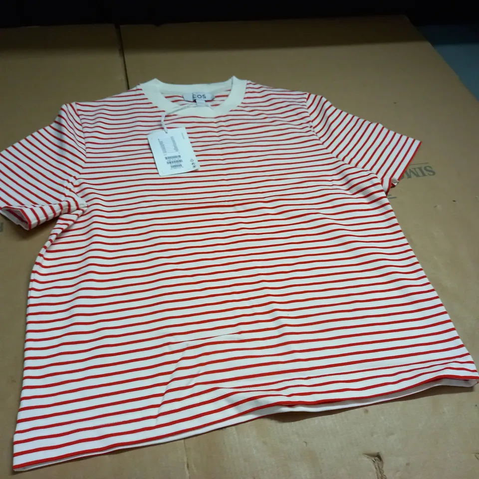 COS RED/WHITE STRIPED T-SHIRT - EUR S