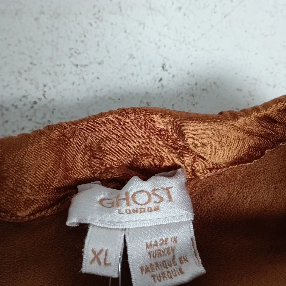 GHOST LONDON COPPER-BROWN SATIN SKIRT – UK SIZE XL