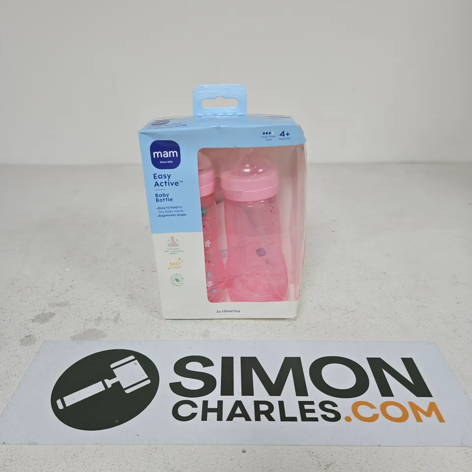 MAM EASY ACTIVE BABY BOTTLE – PINK, 2 X 330ML (11OZ) – IN BOX