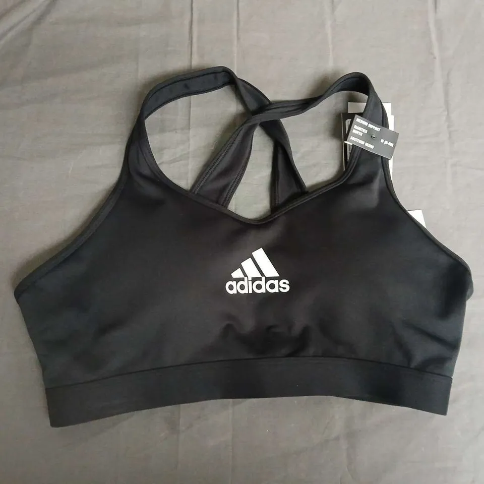 ADIDAS BLACK MEDIUM SUPPORT SPORTS BRA TOP IN BLACK