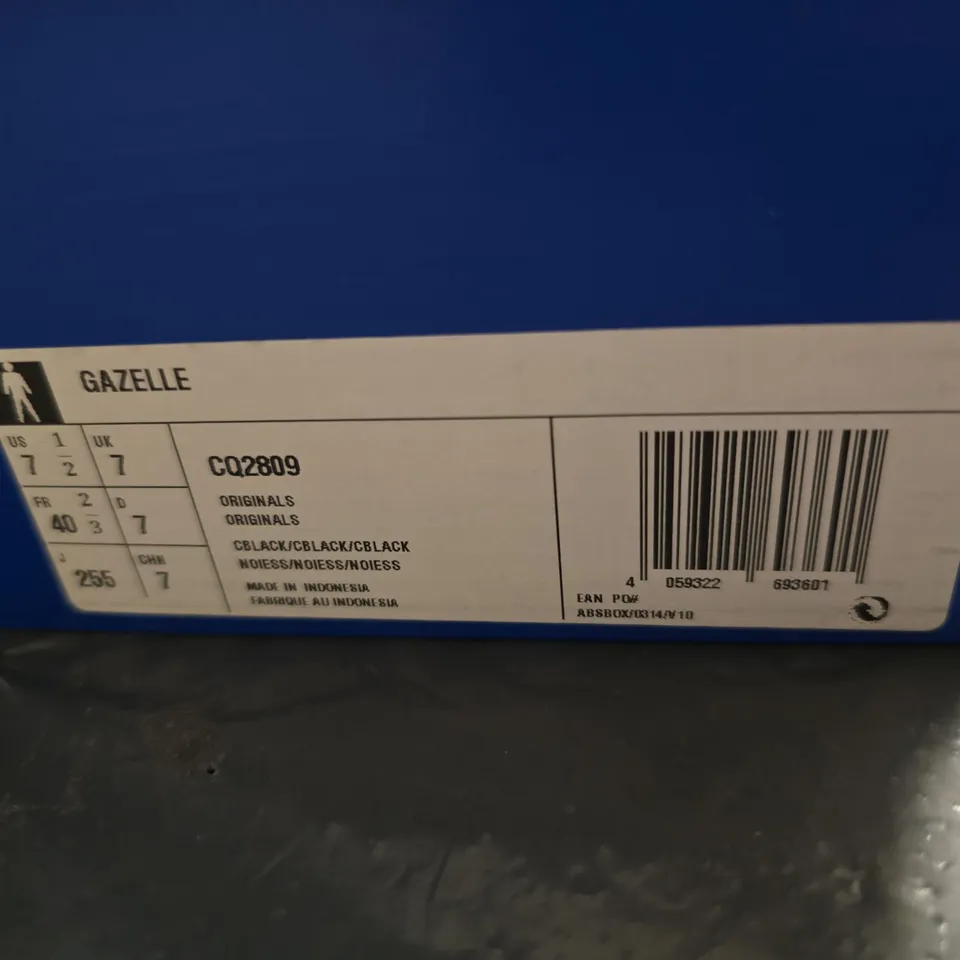 ADIDAS GAZELLE SNEAKERS – BLACK SUEDE, UK 7