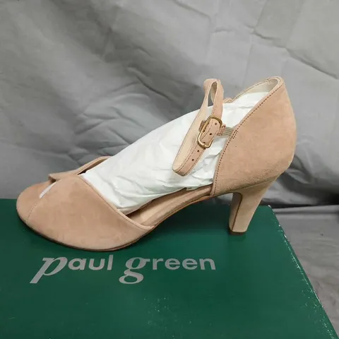 PAUL GREEN BEIGE SUEDE SANDALS WITH ANKLE STRAP β UK SIZE 7