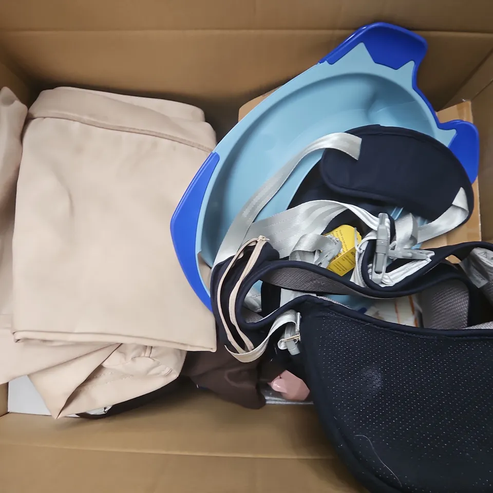 BOX OF APPROX 10 ASSORTED ITEMS TO INCLUDE: NURSERY POTTY SEAT, BACKPACK & RESISTANCE BAND KIT – COLLECTION ONLY
