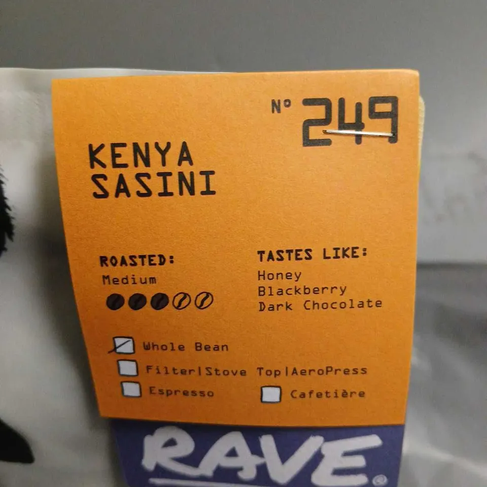 LOT OF 3 ASSORTED PACKETS OF RAVE COFFEE INCLUDES 2 1KG & 1 250G PACK