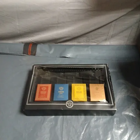 VERSACE FRAGRANCE SAMPLE SET – 4 MINIATURE PERFUME CARDS IN PRESENTATION BOX