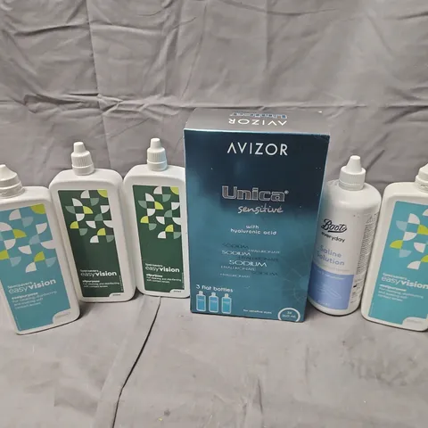 APPROXIMATELY 17 ASSORTED CONTACT LENS SOLUTIONS TO INCLUDE SPECSAVERS EASYVISION, AVIZOR UNICA SENSITIVE, BOOTS SALINE SOLUTION, ETC - COLLECTION ONLY