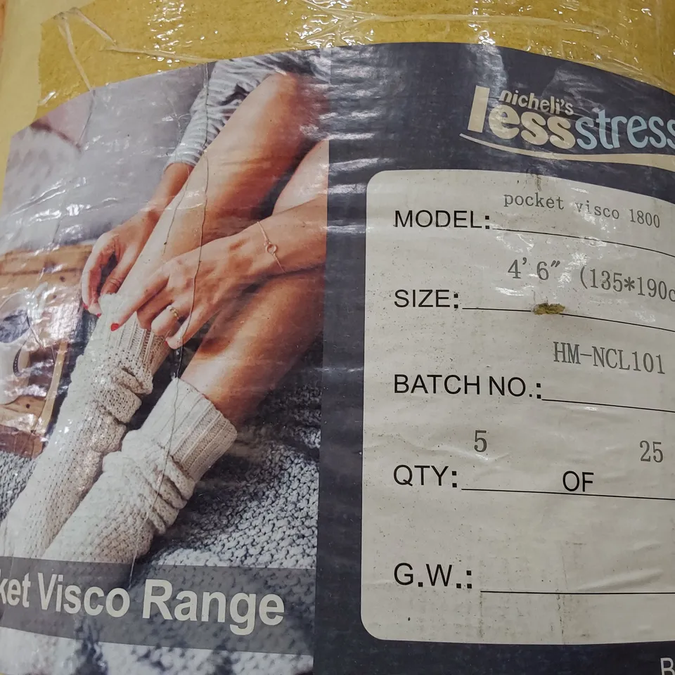 QUALITY BAGGED & ROLLED NICHELIS POCKET VISCO 4' 6" DOUBLE MATTRESS 