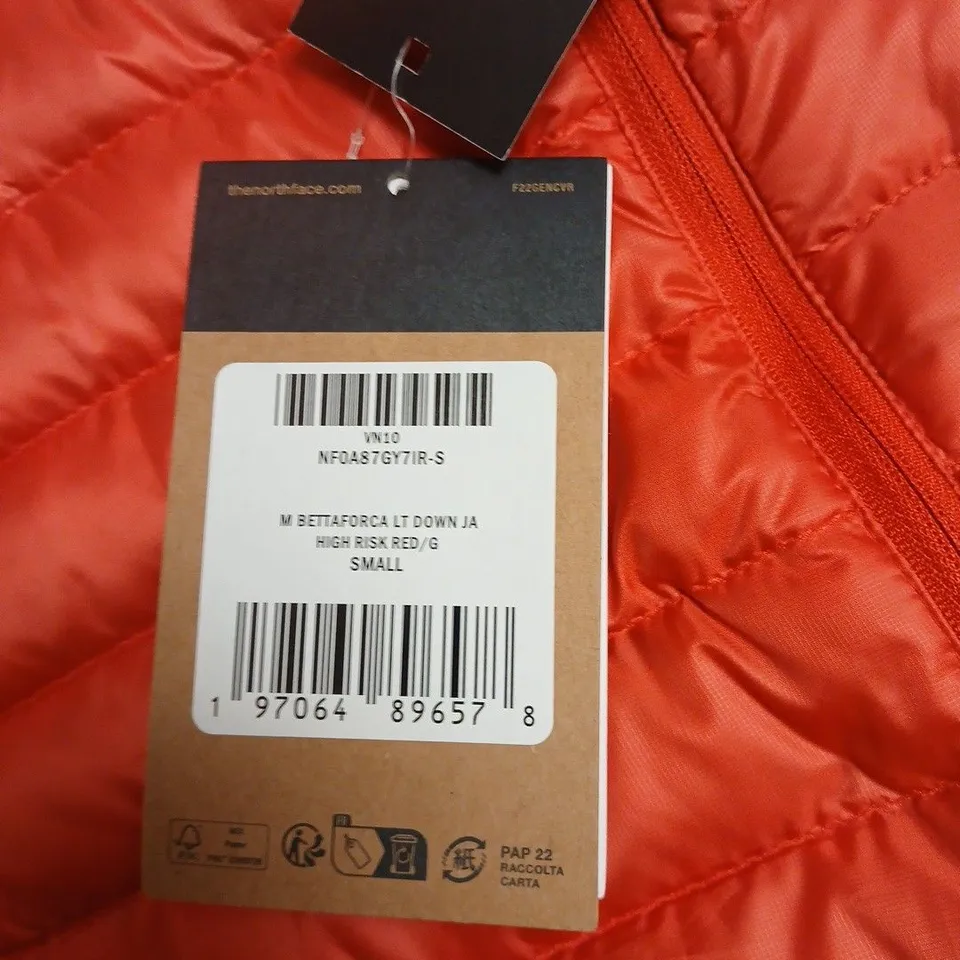 THE NORTH FACE DOWN JACKET – RED, SIZE S WITH TAGS