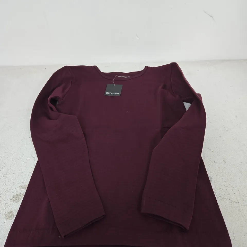 PURE & NATURAL BURGUNDY LONG-SLEEVE TOP, WOMEN'S UK M