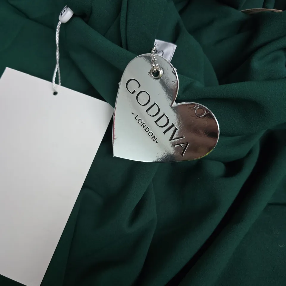  GODDIVA EMERALD GREEN DRAPED EVENING DRESS – WOMEN'S WEAR SIZE 8