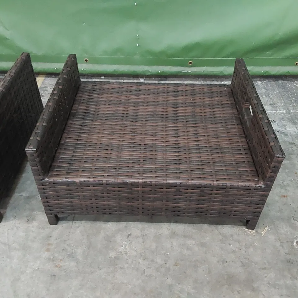 3 X CHOCOLATE MIX RATTAN FOOTSTOOLS 