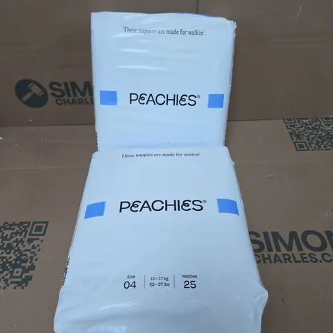 2 X PEACHIES PREMIUM SUSTAINABLE NAPPIES - SIZE 04 - 25 NAPPIES PER PACK 