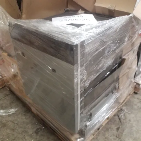 PALLET CONTAINING ASSORTED PRODUCTS INCLUDING BOSCH INTEGRATED DISHWASHER, LAWNMOWER GRASS CATCHERS & CHAIR ARMS