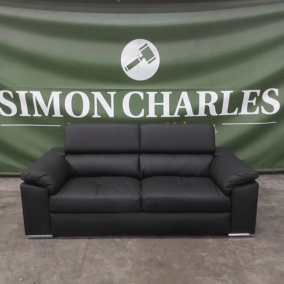 BRADY PREMIUM LEATHER 3 SEATER SOFA - BLACK RRP £1149