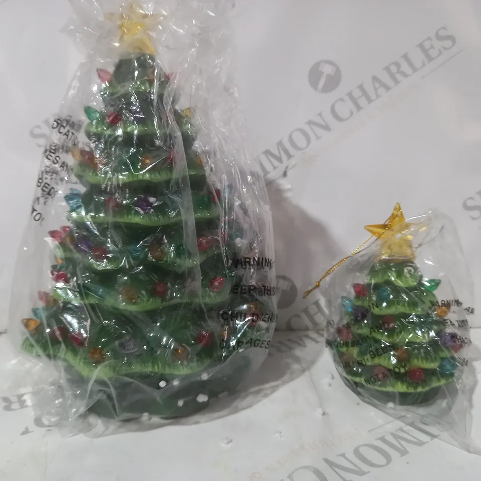BOXED MR CHRISTMAS SET OF 2 DECORATIVE FESTIVE TREES